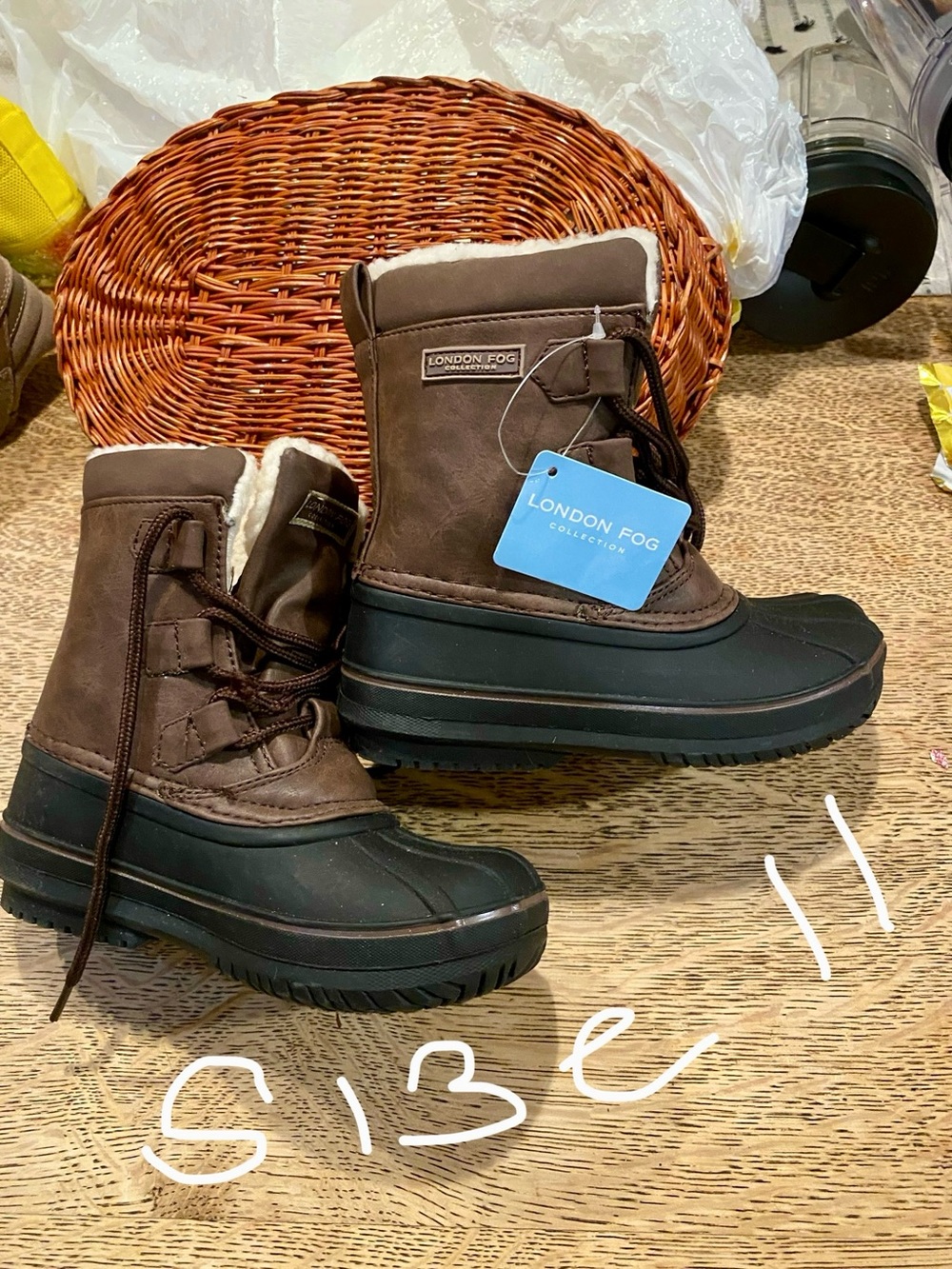 London Fog Brown & Black Kids Waterproof Snow Boots